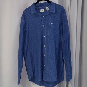 Dockers Navy‎ Checkered Button-Down Shirt Large